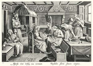 La manipulation des œufs de vers à soie (gravure) - Jan van der Straet