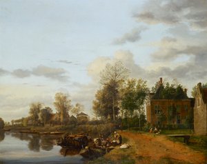Maison de campagne sur le Vliet près de Delft - Jan van der Heyden