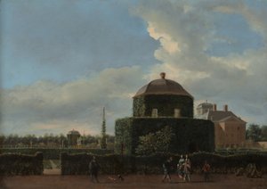 Le Huis ten Bosch à La Haye et son jardin formel, vue de l