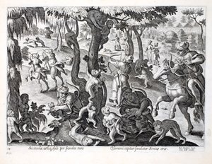 Chasse aux singes à la campagne, illustration de 