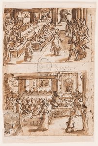 Danse de Salomé ; Verso, en haut : Interprétation du deuxième rêve du roi Nabuchodonosor par Daniel, dessin préliminaire pour "Spiritus Consilii" (L