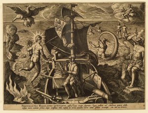 Ferdinandes Magalanes Lusitanus, planche 4 de "Americae Retectio" - Jan van der Straet, called Stradanus