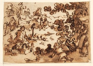 Page de Carnet de Croquis avec Appât pour Oiseaux - Jan van der Straet, called Stradanus