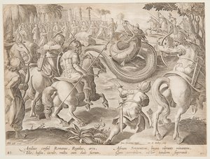 Le Consul Romain Attilius Regulus Combattant un Serpent Géant Africain, planche 25 de la série Venationes Ferarum