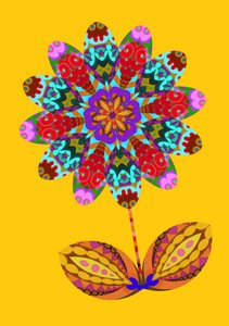 Découpe de fleur sur jaune