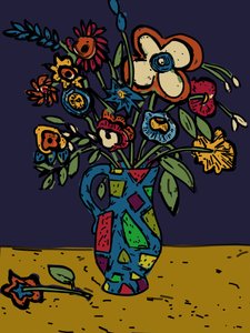 Fleurs dans un pichet en faïence - Jane Willingale