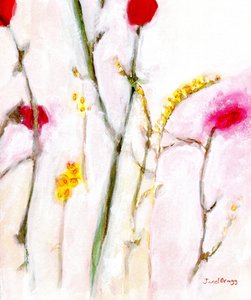 Floral en orange et lilas, vers 2019 - Janel Bragg