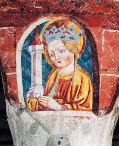 Église fortifiée de Hrastovlje, Église de la Trinité, Sainte Barbe, détail des fresques de Janez Iz Kastva (1490), Slovénie - Janez Kastav