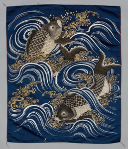 Couverture de cadeau (Fukusa) avec carpe dans les vagues