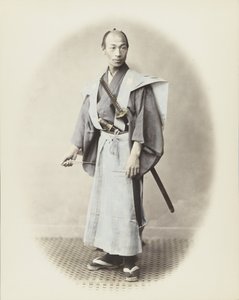 Homme japonais avec épée (photo noir et blanc colorisée à la main) - Japanese Photographer