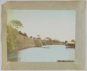 Château de Tokyo, Japon (photo noir et blanc colorisée à la main) - Japanese Photographer