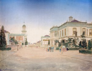 Vue de la rue principale de la ville de Yokohama, vers 1890