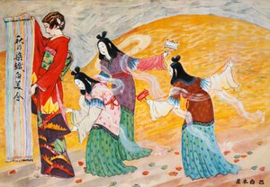 Publicité pour un atelier de kakemono (peintures sur rouleaux suspendus) - Japanese School