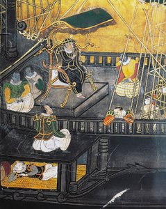 Arrivée des Portugais au Japon, paravent, art Namban - Japanese School