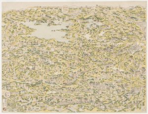 Vue aérienne de la route Kiso de Edo à Kyoto, 1819 - Japanese School