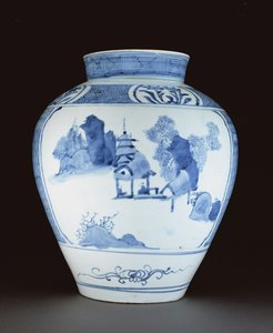 Vase bleu et blanc