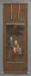 Peinture bouddhiste de 3 figures, début du XVIIIe siècle - Japanese School