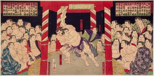 Combat de sumo entre Umegatani Totaro I (1845-1928) et Haibirya - Japanese School