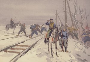 Destruction du chemin de fer mandchou par une bande de voleurs Hunhutse - Japanese School
