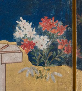 (détail) Printemps au Palais, paravent à six panneaux du Conte de Genji, c.1650 - Japanese School