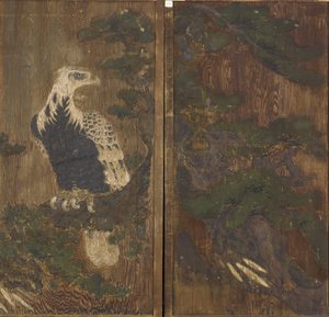 Aigle dans un pin, période Momoyama, probablement XVIIe siècle - Japanese School