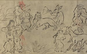Animaux folâtrant (Choju Giga) Période Muromachi - Japanese School