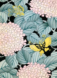 Hortensias et papillons