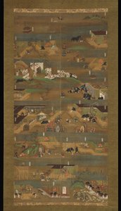Biographie illustrée du Prince Shōtoku, rouleau suspendu, période Kamakura (1185-1333) - Japanese School
