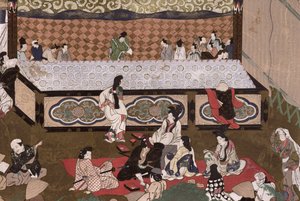 Théâtre Kabuki à une foire à Kyoto, illustration d