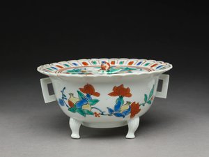 Bol Koro avec un couvercle plat, céramique Kakiemon