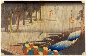 Paysage sous la pluie. Estampe japonaise. sd. 19e siècle - Japanese School