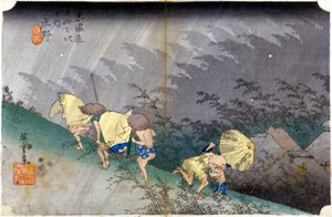Paysage sous la pluie. Estampe japonaise. sd. 19ème siècle - Japanese School