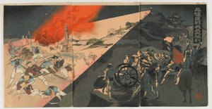 Bataille nocturne à Pingyang, ère Meiji, 1894 - Japanese School