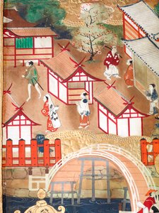 Osakazu Byobu - Paravent japonais à huit panneaux (peinture) - Japanese School