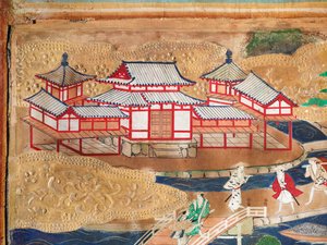 Osakazu Byobu - Paravent japonais à huit panneaux (peinture) - Japanese School