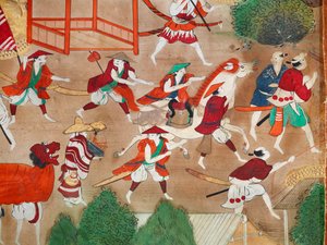 Osakazu Byobu - Paravent japonais à huit panneaux (peinture) - Japanese School