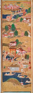 Osakazu Byobu - Paravent japonais à huit panneaux (peinture) - Japanese School