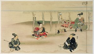 Samouraï Takezaki livre les têtes de deux envahisseurs mongols à Adachi Morinume pendant l