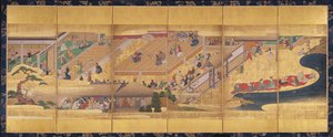 Écran à six volets avec la pièce de Noh Funa-Benkei, c.1660