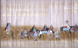 Sixième ambassade coréenne au Japon en Meireki 1 lors de la succession de Tokugawa Ietsuna en 1651, peut-être par Kano Masunobu (détail) - Japanese School