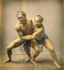 Lutteurs de sumo, vers 1880