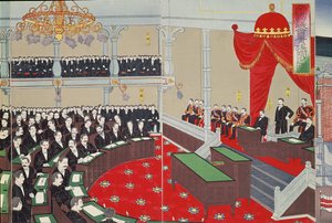 Le Parlement à Tokyo, fin du XIXe siècle (impression sur bois en couleur) - Japanese School