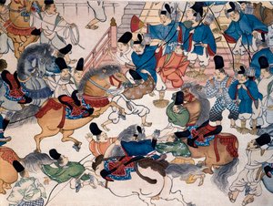 Le spectacle équestre, Bataille devant un palais - Japanese School