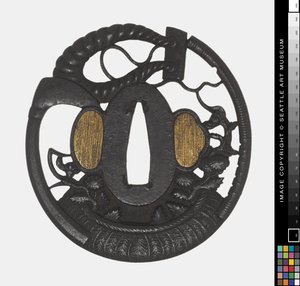 Tsuba : Fleurs, Faux, Corde, début 18ème siècle (Fer) - Japanese School