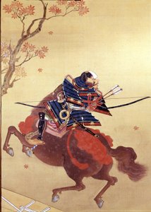 Guerrier Munete. Peinture sur soie de l
