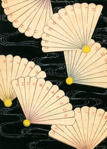 Éventails blancs sur fond noir - Japanese School