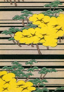 Arbres Jaunes et Verts avec des Grues
