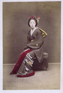 Jeune fille en kimono, vers 1860-70 - Japanese School