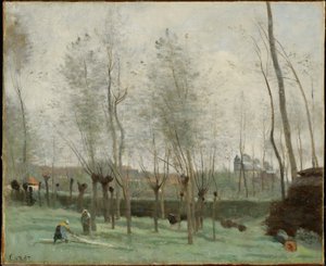Lavandières dans un bosquet de saules