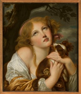 Jeune fille avec un chien dans les bras - Jean-Baptiste Greuze